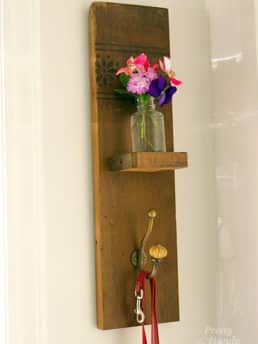 DIY Reclaimed Wood Sconce with Hook tutorial from Pretty Handy Girl at TidyMom.net