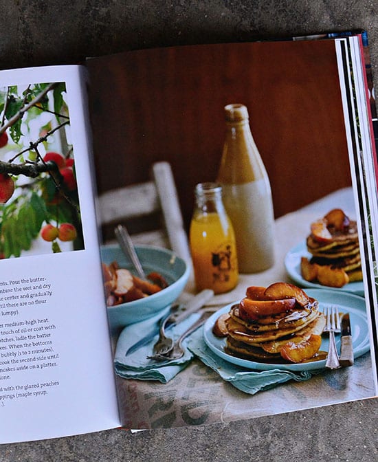 bountiful sauteed peaches with brown butter pancakes