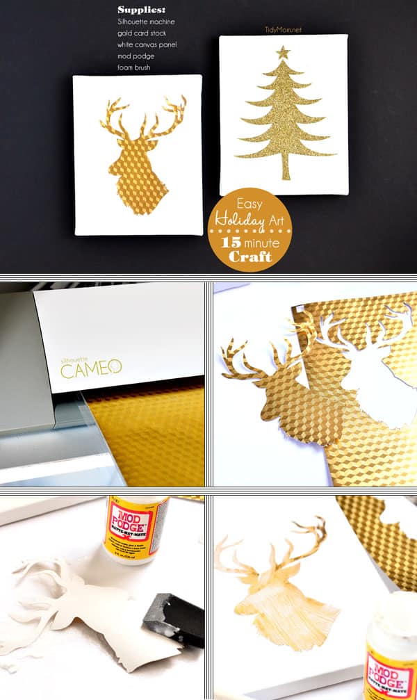 Easy DIY Gold and White Christmas Wall Art at TidyMom.net