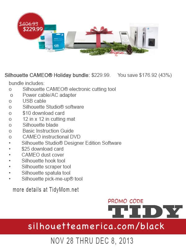 Silhouette CAMEO® Holiday bundle: $229.99 You save $176.92 (43%)