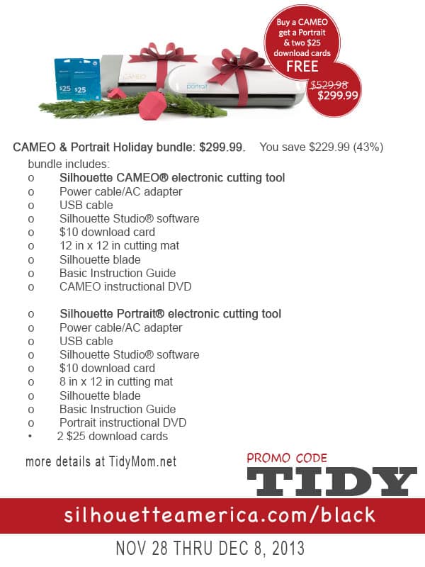 CAMEO & Portrait Holiday bundle: $299.99.    You save $229.99 (43%)