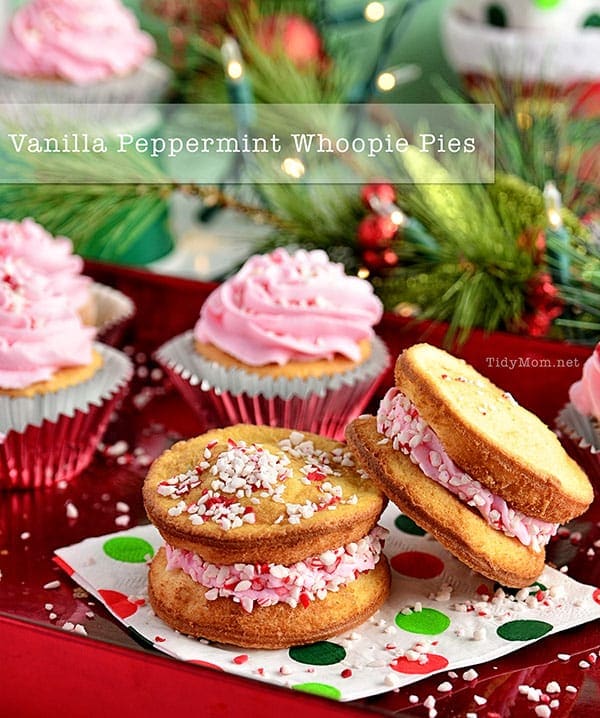 Vanilla Peppermint Cupcake & Whoopie Pie recipe at TidyMom.net #HolidayIdeaExchange