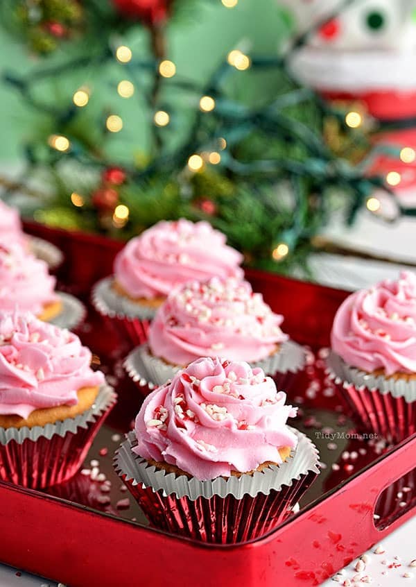 Vanilla Peppermint Cupcake recipe at TidyMom.net #HolidayIdeaExchange