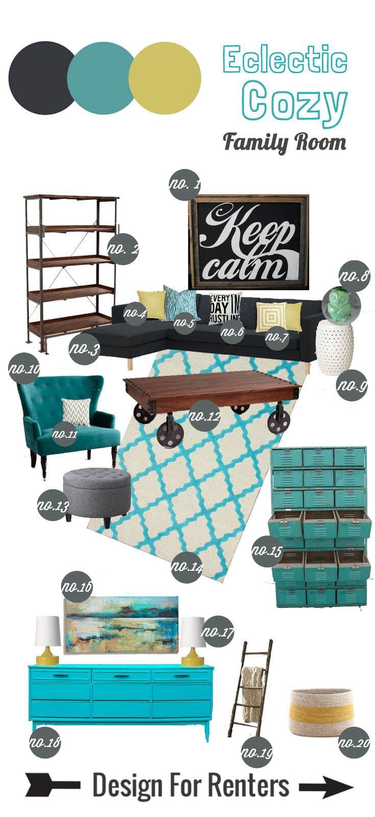 Teal Yellow and Gray color pallet