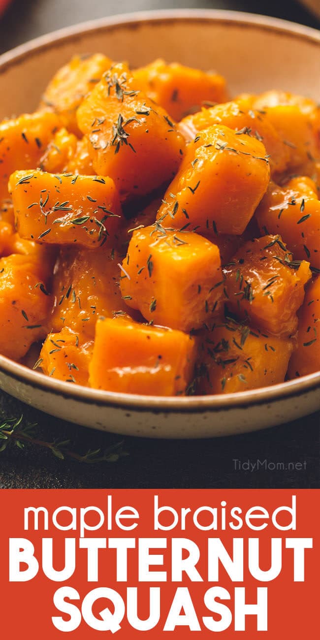  braised butternut squash in a bowl with thyme