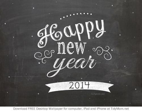 Happy New Year 2014 Chalkboard Background at TidyMom.net