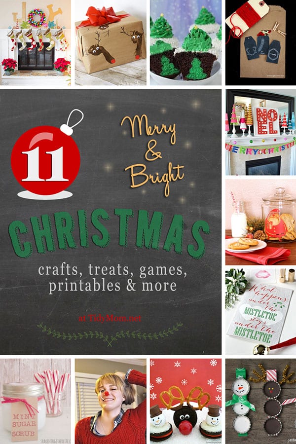 Merry & Bright #Christmas crafts, treats, games, printables and more! at TidyMom.net