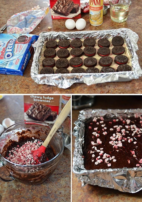 Ultimate Peppermint Cookie n Oreo Fudge Brownies. Recipe at TidyMom.net
