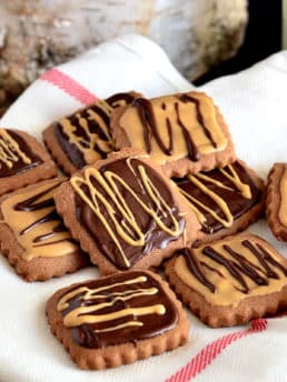 Chocolate Peanut Butter Shortbread Bites.  #cookies recipe at TidyMom.net