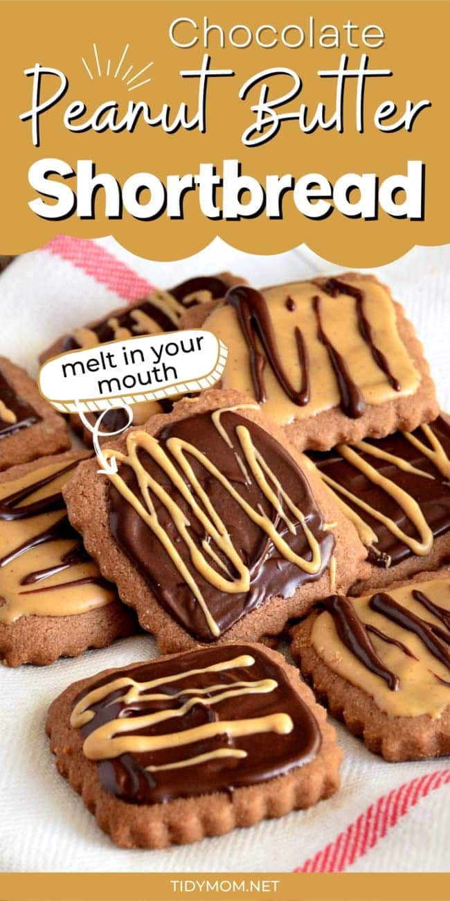 pile of Chocolate Peanut Butter Shortbread Cookies