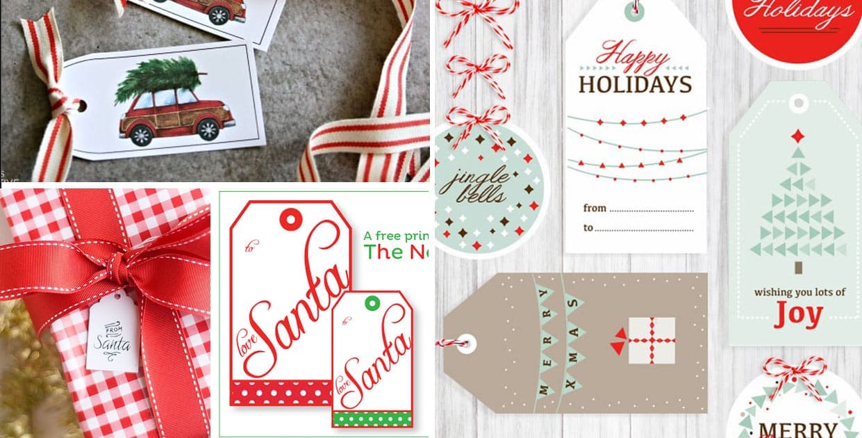 Digital diy EDITABLE Santa Gift Tag Christmas Tag from Santa Holiday PDF Digital Download set of 4 per page