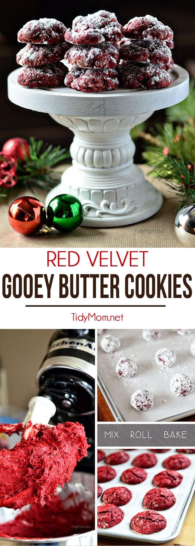 Red Velvet Cookies for Christmas photo collage