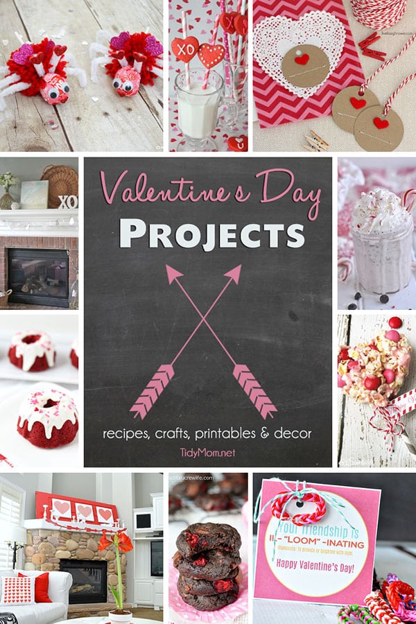  Valentines Day Projet Ideas.  Recipes, crafts, printables, decor and more at TidyMom.net