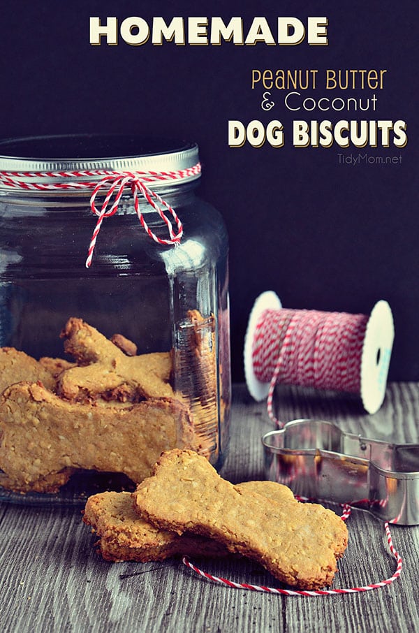 The four-legged friends in our lives aren’t necessarily looking for the sweets that we indulge for birthdays and holidays, but their taste buds will thank you for these tail wagging good, Peanut Butter and Coconut Homemade Dog Biscuits.  Homemade dog biscuits are probably both cheaper and healthier than a lot that you’ll find in stores. Get the recipe at TidyMom.net