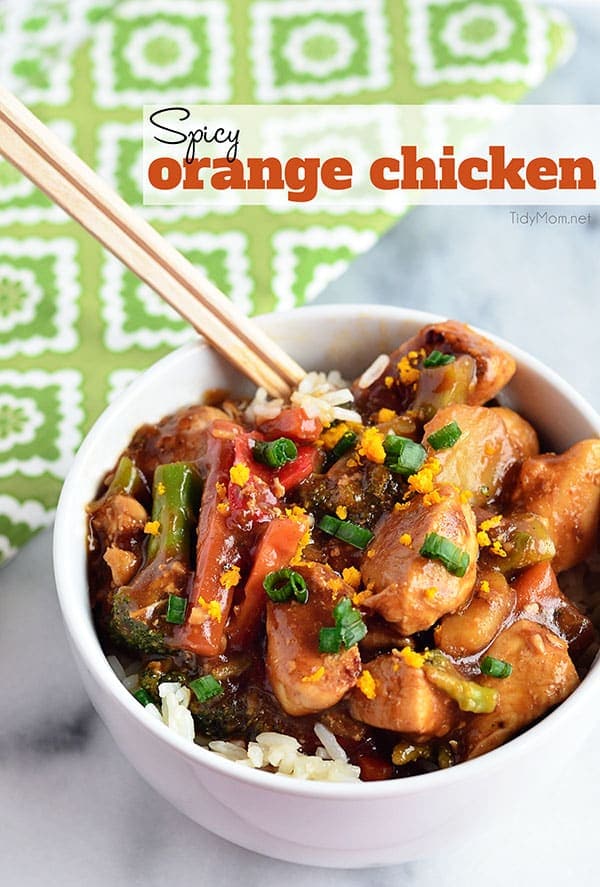 This easy Spicy Orange Chicken recipe is full of the amazing flavor you love, without restaurant-style calories! get the #recipe at TidyMom.net