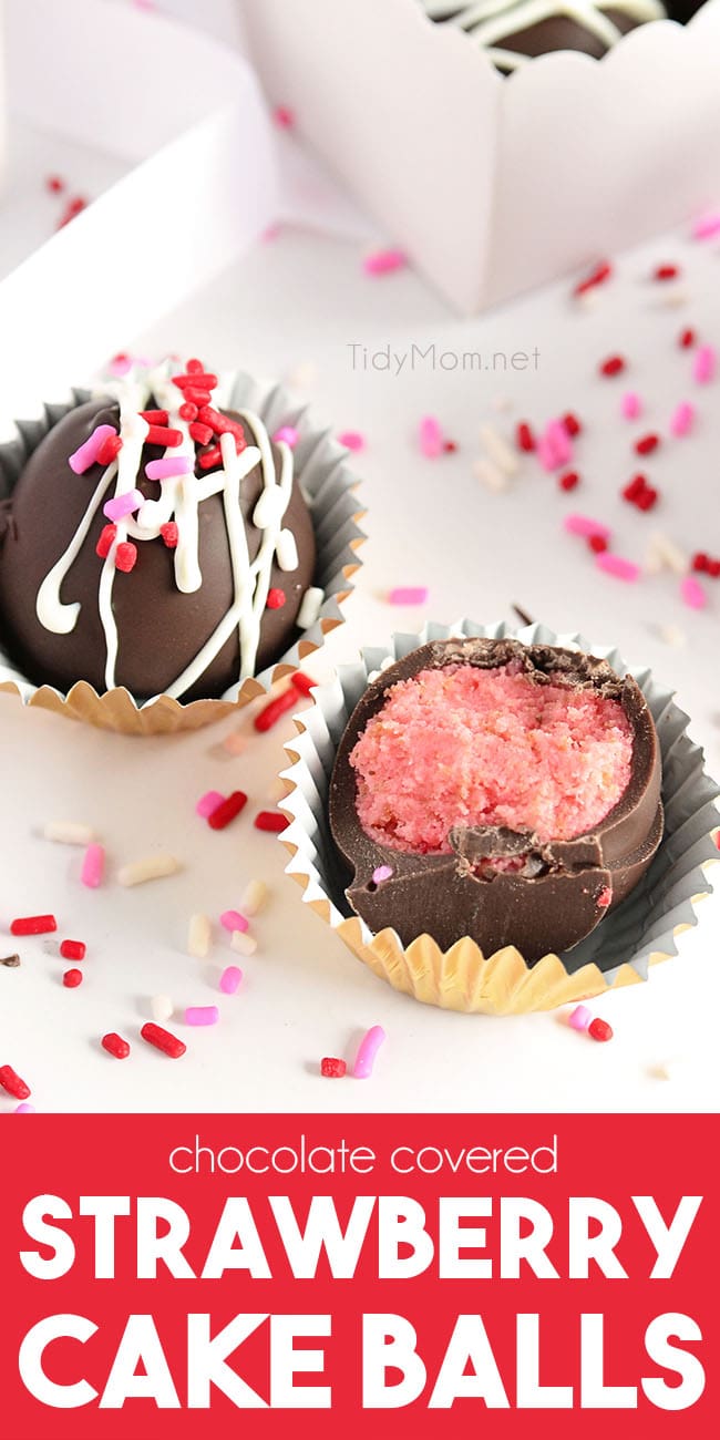 strawberry cake balls in wrappers