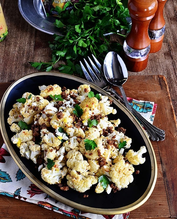 Roasted Cauliflower on table