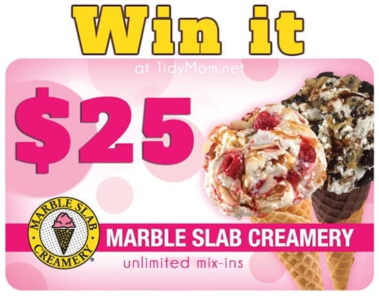 FREE Ice Cream!! Marble Slab Creamery now has ulimited mix-ins! no more weighing your ice cream! Win $25 gift card at TidyMom.net