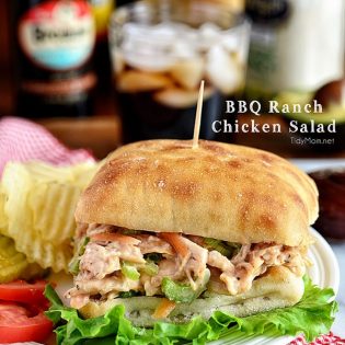 BBQ Ranch Chicken Salad recipe at TidyMom.net
