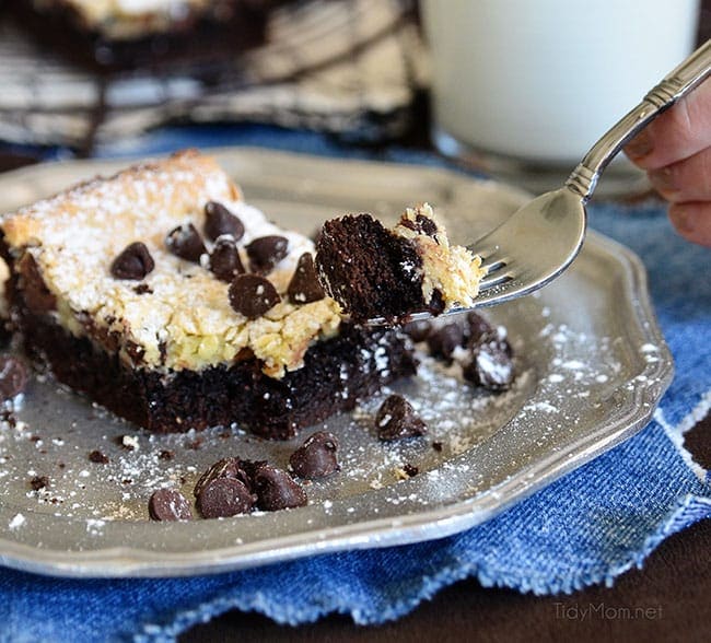 Chocolate Chip Gooey Butter Cake. So delicious you wont want to share! recipe at TidyMom.net