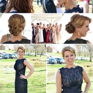 Classic Style updo hair style for prom, homecoming, wedding or formal.