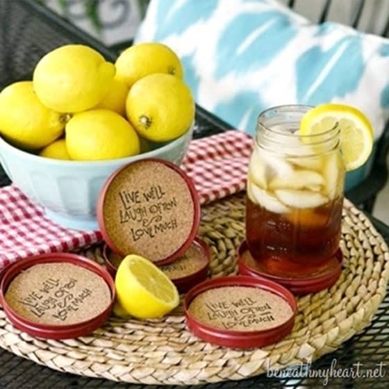 DIY Mason Jar Lid Coasters