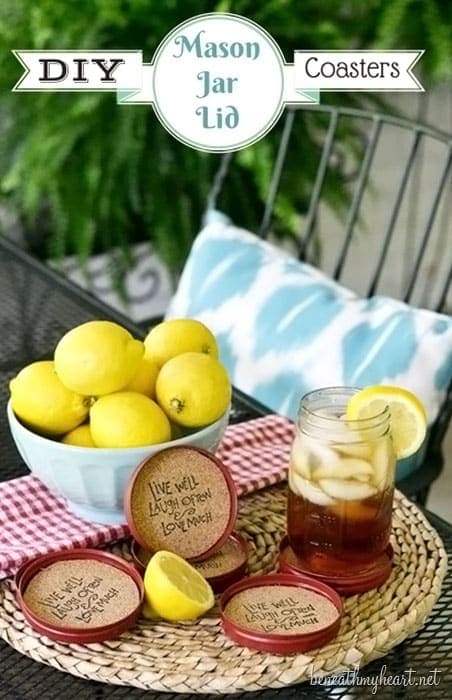 DIY Mason Jar Lid Coasters! Find the tutorial at TidyMom.net