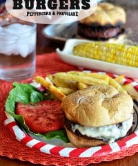 Plank Grilled Peppercorn and Provolone burgers. Recipe and video tutorial at TidyMom.net