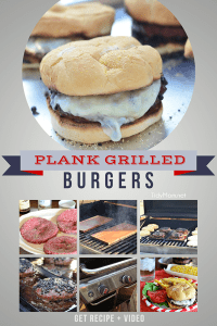 Plank Grilled burgers. Recipe and video tutorial at TidyMom.net