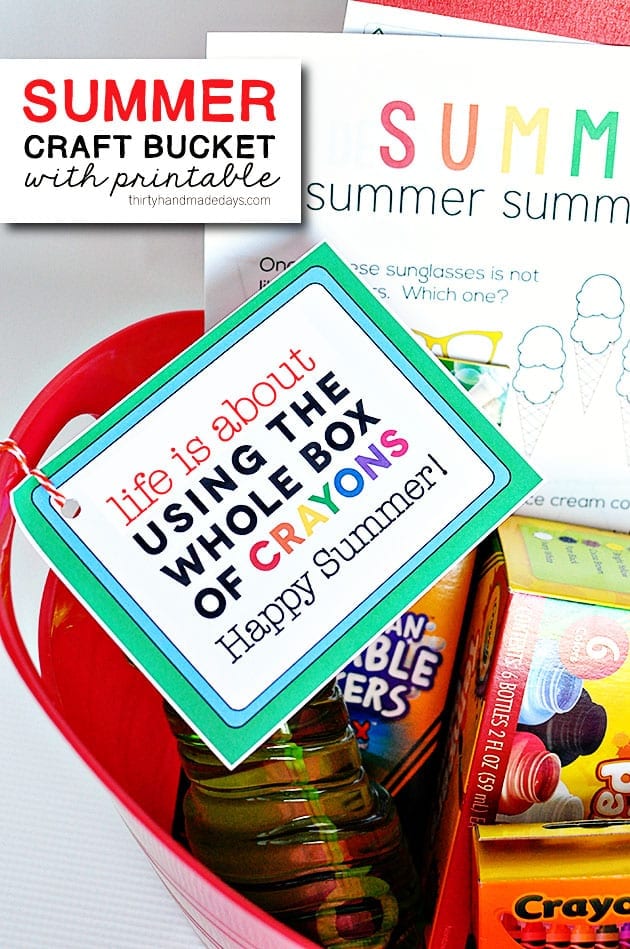 Summer Craft Bucket with Free Printable from ThirtyHandmadeDays.com for TidyMom.net