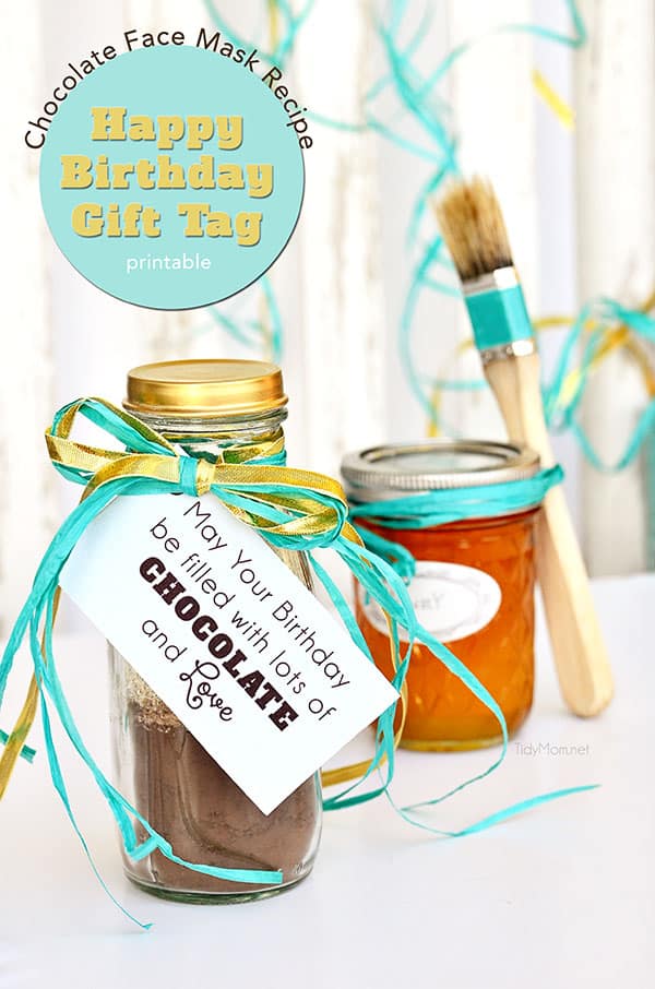 Chocolate Face Mask recipe + Free Happy Birthday Gift Tag so you can give it as a gift!! at TidyMom.net