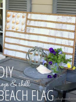 Bring a little bit of the beach right to your front porch or home. DIY Rope and Shell Beach Flag from FindingHomeOnline.com tutorial at TidyMom.net