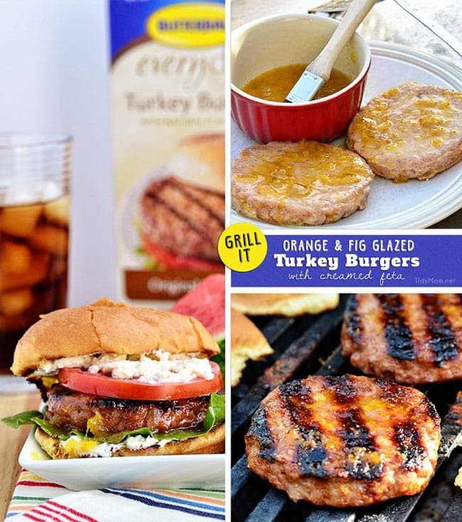 Orange and Fig Glazed Turkey Burgers with Creamed Feta recipe at TidyMom.net #Turketarian