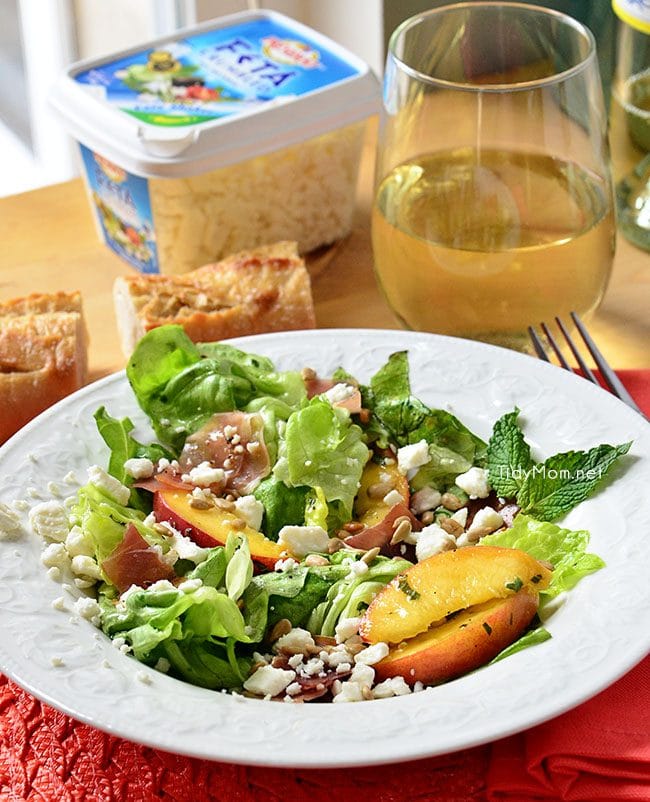 Feta, Peach & Prosciutto Salad Recipe at TidyMom.net
