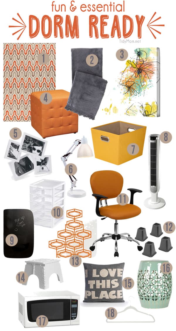 Get Dorm Room Ready with these fun and essential items. Details at TidyMom.net