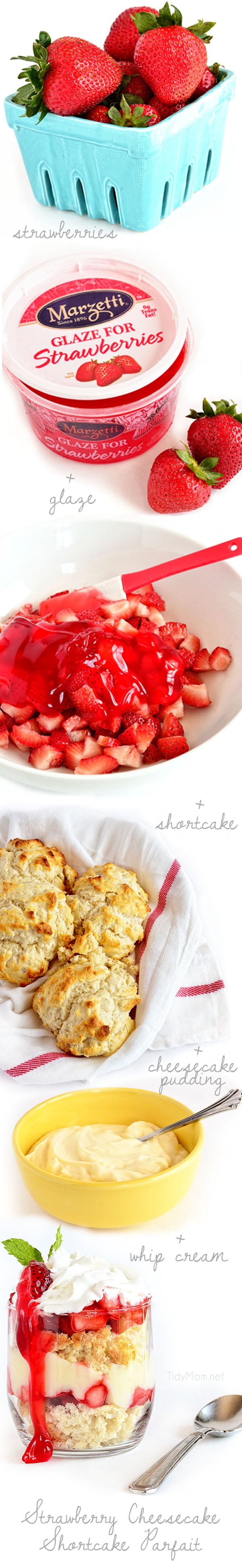 How to make Strawberry Cheesecake Shortcake Parfait recipe at TidyMom.net