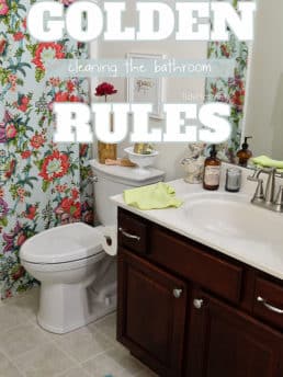 Cleaning the bathroom… It’s a dirty job, but somebody has to do it. right?  A lot of messes can happen in the bathroom, follow these simple rules for getting a complete clean in the bathroom without spending hours cleaning up after everyone else. TidyMom.net