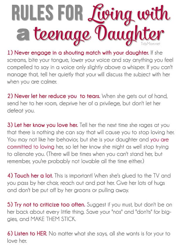 6 Rules for Living with a Teenage Daughter