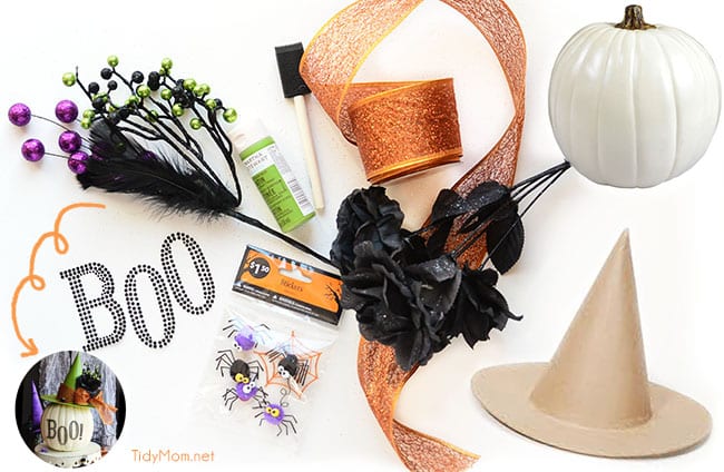 Decorated Pumpkin Witch Hat supplies