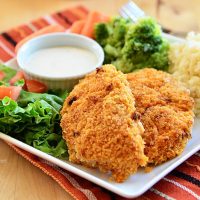Crispy and Delicious! Oven Baked Buffalo Ranch Chicken Strips recipe at TidyMom.net