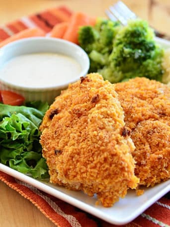 Crispy and Delicious! Oven Baked Buffalo Ranch Chicken Strips recipe at TidyMom.net