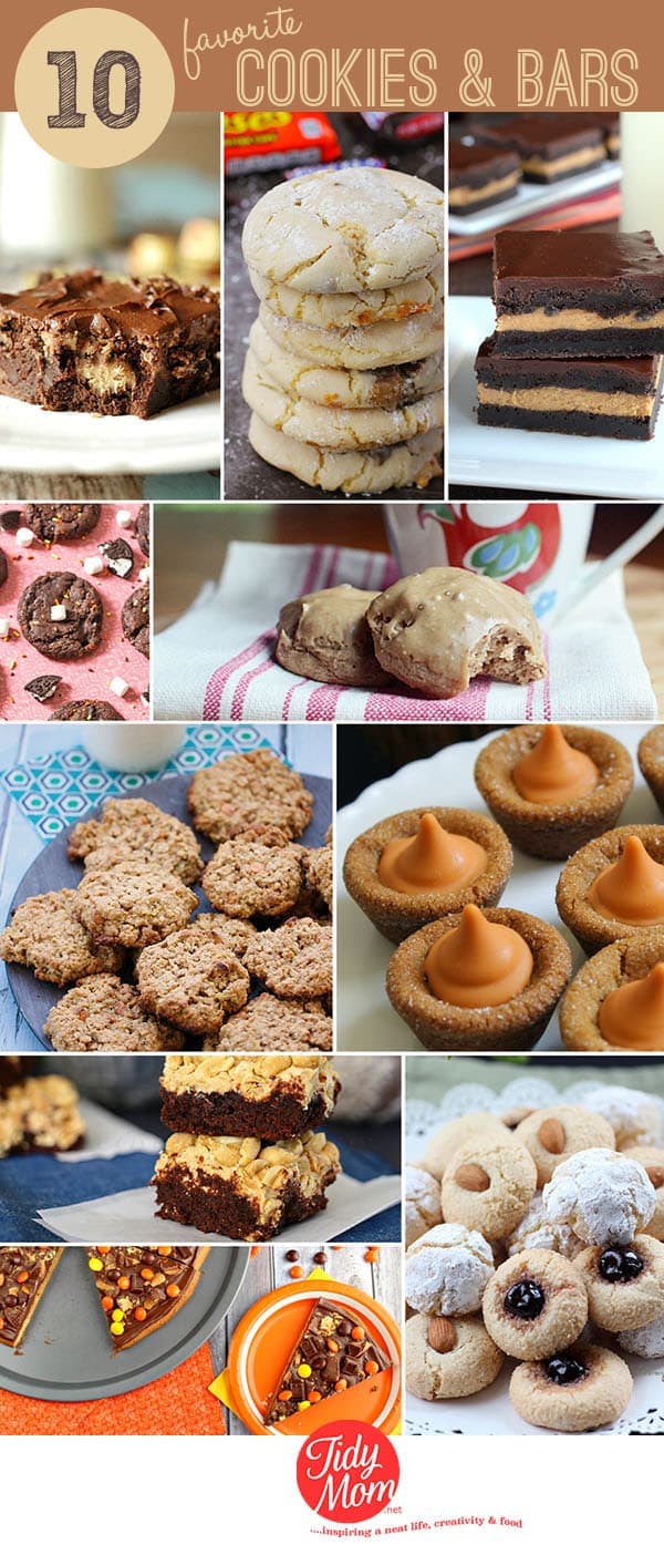 10 favorite cookie and bar recipes featured at TidyMom.net