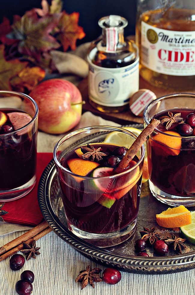 Mulled Wine in glasses on a tray