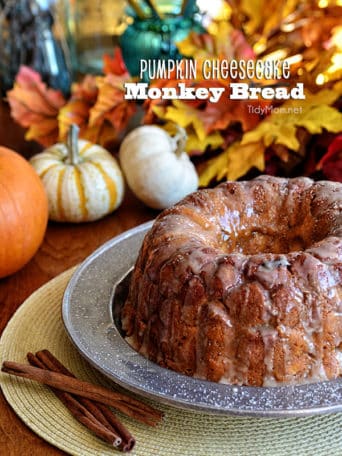 Pumpkin Cheesecake Monkey Bread recipe at TidyMom.net