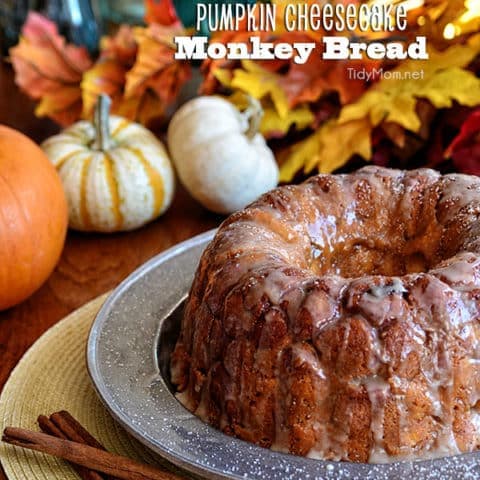 Pumpkin Cheesecake Monkey Bread recipe at TidyMom.net