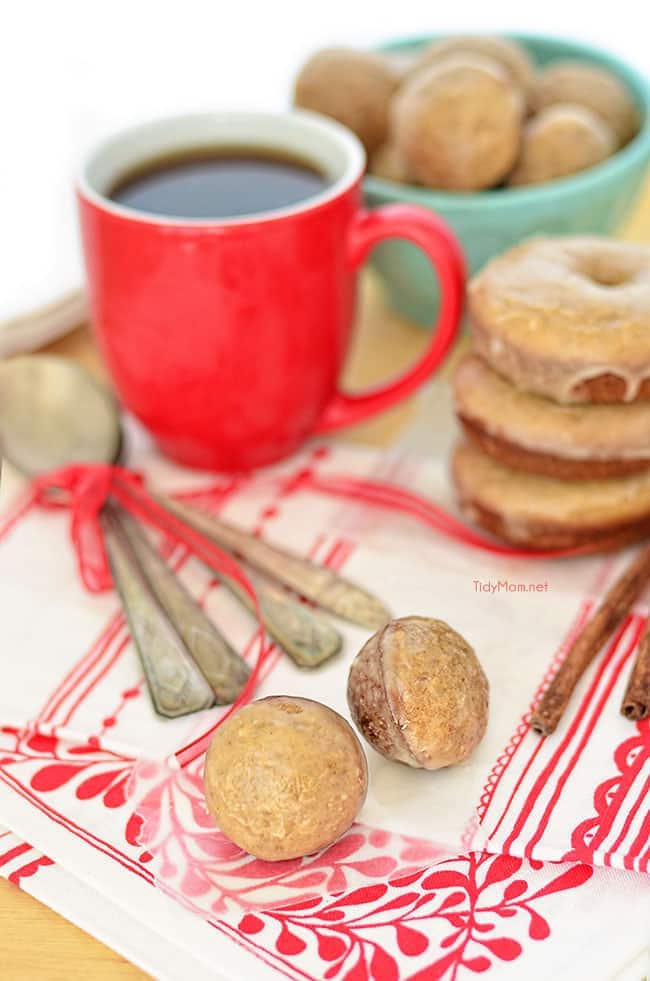 Apple Cider Donut Holes recipe at TidyMom.net