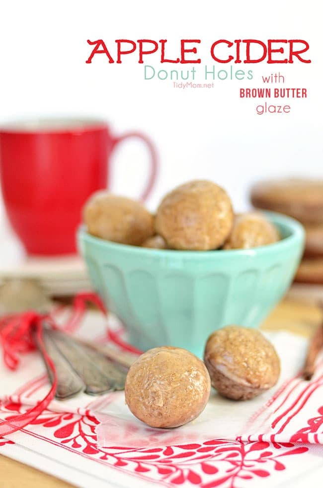 apple cider donut holes with brown butter glaze