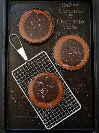 Salted Caramel & Chocolate Tarts. Simple yet elegant dessert recipe at TidyMom.net