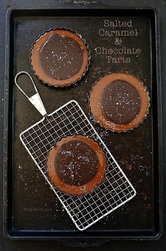 Salted Caramel Chocolate Tart. Simple yet elegant dessert recipe at TidyMom.net