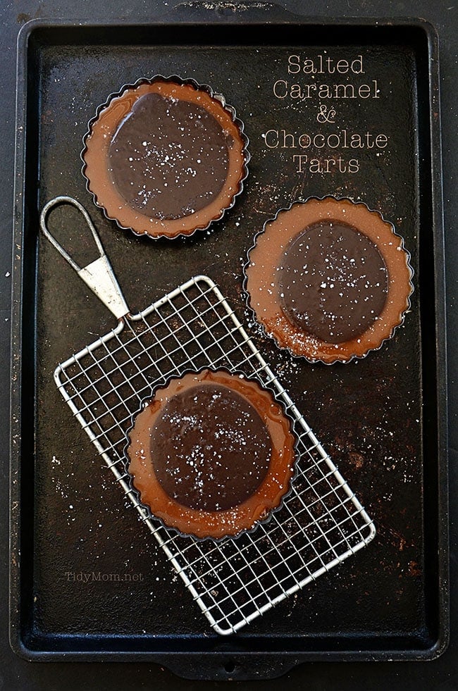 Salted Caramel & Chocolate Tarts. Simple yet elegant dessert recipe at TidyMom.net